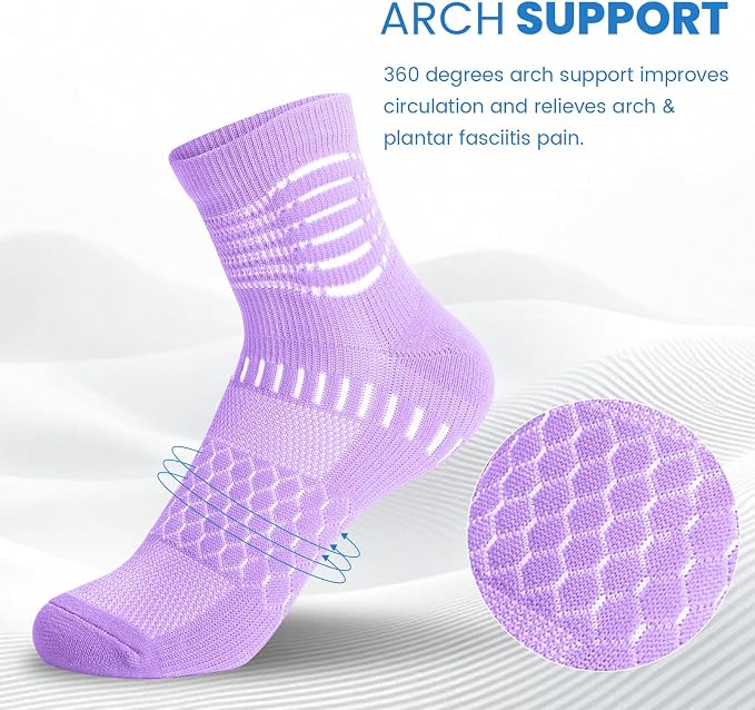 IRAMY Ankle Compression Socks for Women Men Plantar Fasciitis Relief 3/5 Pairs Cushioned Athletic Running Socks
