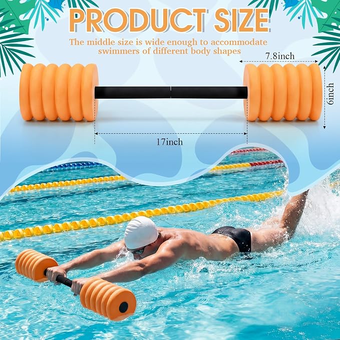 Soulchen Long Aquatic Exercise Dumbbells Pool Exercise Foam Water Weights Dumbbell Aquatic Pool Barbells with High Density EVA Foam for Swim Water Aerobics Workouts Loss