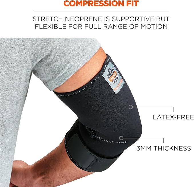 Ergodyne - 16585 ProFlex 655 Neoprene Elbow Sleeve with Strap, Black, X-Large