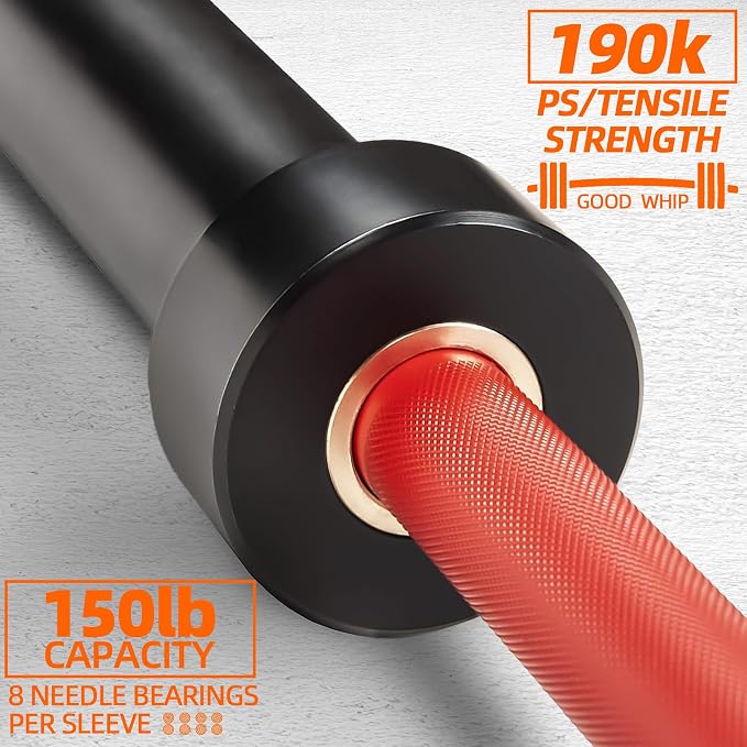 Fitvids Olympic Cerakote Barbell for Home & Commercial Gyms, 190K PSI Tensile Strength Rated for up to 1500LB Capacity