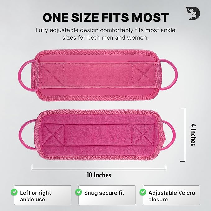 DMoose Ankle Strap for Cable Machine - One Size Fit with Premium Padding, Workout Kickback Ankle Cuffs, Ankle Bands for Working Out, Booty Workouts, Leg Extension, Hip Abductors & Lower Body Exercises