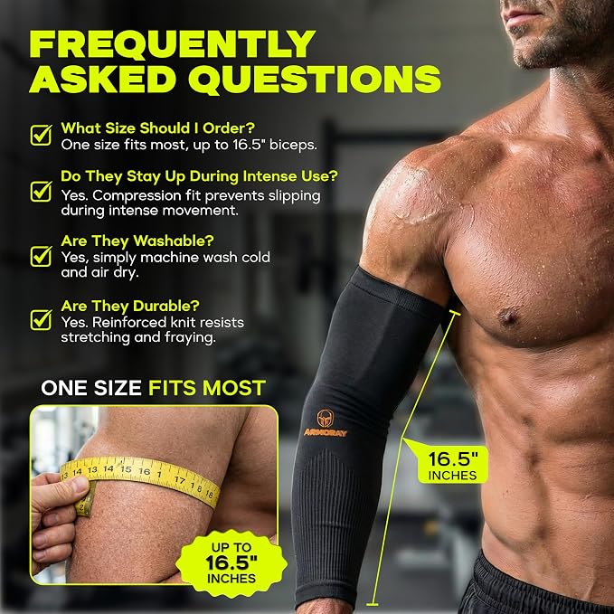 ARMORAY Arm Sleeves for Men and Women - UV Sun Protection Cooling Compression - Tattoo Cover Up Sleeve for Daily Wear & Work
