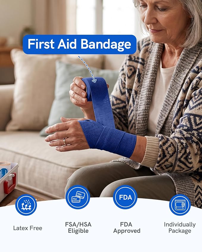 FriCARE Self Adhesive Bandage Wrap, Medical Tape in First Aid Kit | Elastic Cohesive Bandages for Sports/Vet/Wrist Ankle Wounds, 2 Inches X 5 Yards, Latex-free 6 Rolls, Neon Surge