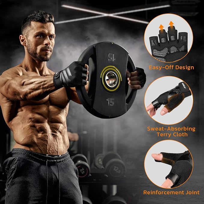 ATERCEL Gym Workout Gloves for Men and Women, Weight Lifting Gloves with Excellent Grip, Lightweight Fitness Gloves for Training, Cycling, Pull Ups, Exercise, Climbing, Rowing and Weightlifting