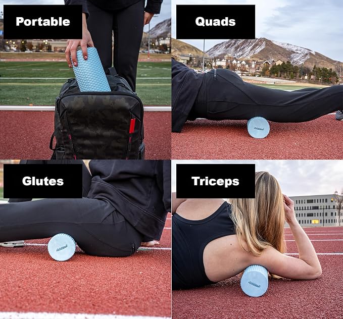 11.8 Inch Medium Density Foam Massage Roller - Light Blue Trigger Point Massage Roller for Deep Tissue Excercise, Massage and Recovery by GolgiStim