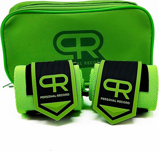 PR Personal Record Heavy Duty Premium Wrist Wraps, More Elasticity, Reinforced Stitching, Extra Wide Strap, Strong Thumb Loop, Larry Wheels Weightlifting Wraps