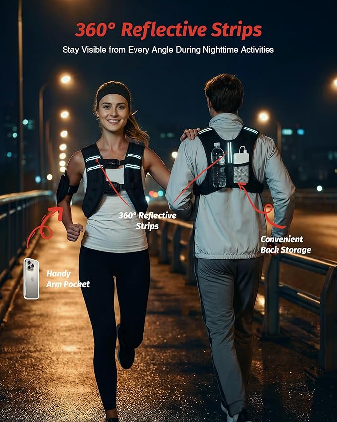 ZELUS Weighted Vest, 6lb/8lb/12lb/16lb/20lb/25lb/30lb Weight Vest with Reflective Stripe for Workout, Strength Training, Running, Fitness, Muscle Building, Weight Loss, Weightlifting