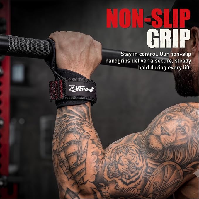 Weight Lifting Grips with D-Ring, Leather Palm and Wrist Support | Grip support for pulling workouts, less palm strain, D-ring cable options, padded wrist support