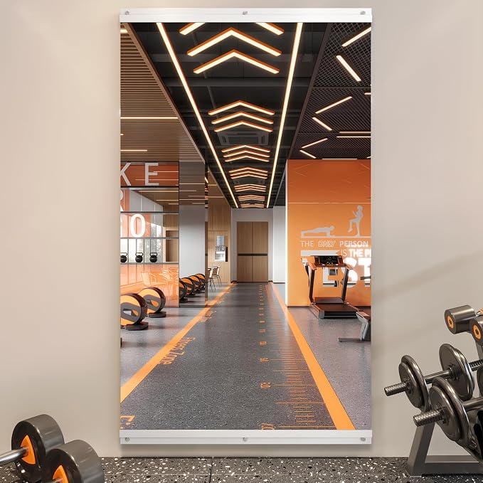 ROOMTEC Home Gym Mirror, 60x30-1 PCS Frameless Gym Mirrors for Home Gym, Large Full Body Tempered Glass Wall Mounted Mirror for Yoga Room, Dance Studio, Workout Room