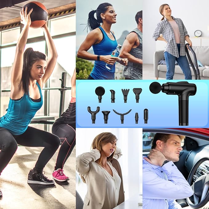 OLsky Massage Gun Deep Tissue 30 Speeds 9 Attachments Handheld (Black) | Electric Muscle Massager, High-intensity Percussion, Massage Device for Pain Relief, Quiet and Powerful, Ideal for Recovery