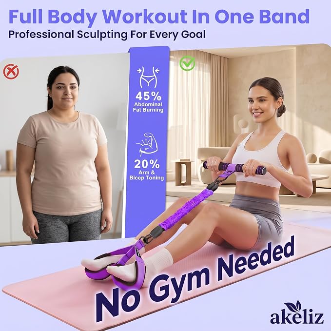 Pedal Resistance Band with Handle, 3 Tube Adjustable Foot Pedal Resistance Bands for Abs, Core, Arm, Leg, Sit Up Exercise Equipment for Women Men, Multifunction Tension Rope Home Workout