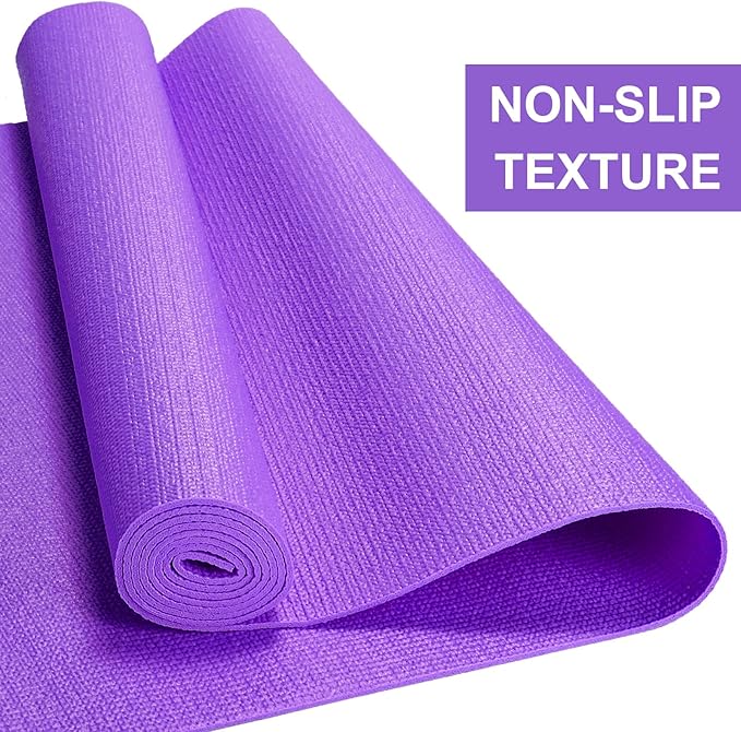 Funtery 3 mm Thin Yoga Mats Bulk, 68 x 24 Inches Lightweight PVC Exercise Mats Non Slip Workout Fitness Pads for Yoga Pilates Stretching Classes Gym Home Studio