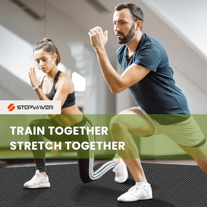 Stepwaver Extra Large Exercise Mat, 6'x4'/ 7'x5'/ 8'x6'/10'x6'x8mm (1/3 inch), Non-Slip, Ultra Durable, Thick Large Workout Mat for Home Workouts, Yoga Mats for Fitness, High-Density Exercise Mat, Shoes-Friendly