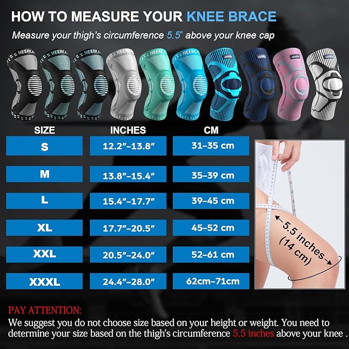 NEENCA Knee Braces for Knee Pain Relief, Compression Knee Sleeves with Patella Gel Pad & Side Stabilizers, Knee Support for Weightlifting, Running, Workout, Arthritis, Meniscus Tear, Men Women. ACE-53 | Patented Patella Gel Pad & Side Stabilizers, Comp...