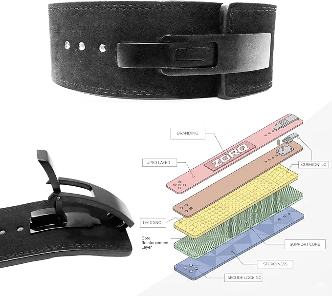ZORQ Lever Belt Weight Lifting Belt - 10mm Thick 4 Inch Wide Genuine Leather Powerlifting Belt for Men & Women - Professional Gym Belt for Squats, Deadlifts, Bodybuilding & Strength Training