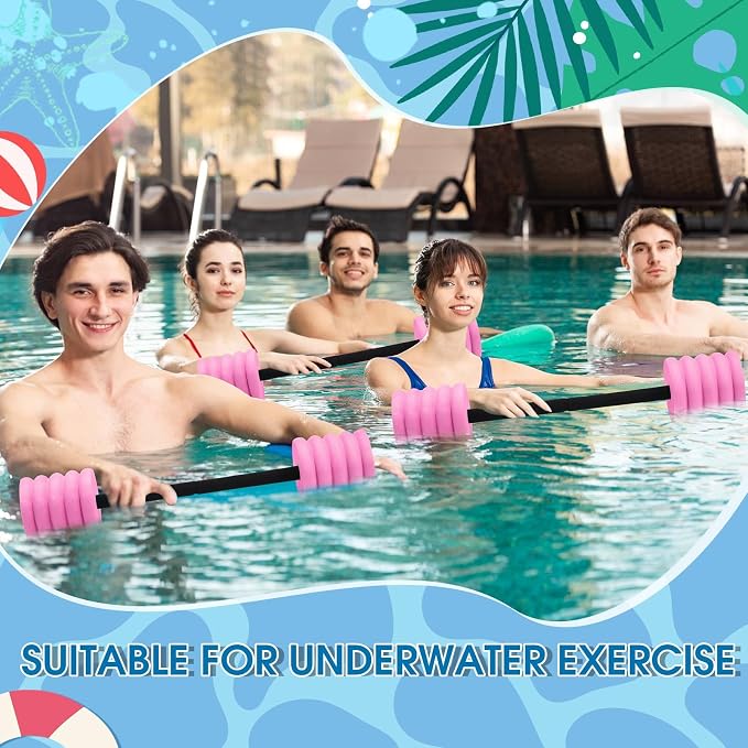 Soulchen Long Aquatic Exercise Dumbbells Pool Exercise Foam Water Weights Dumbbell Aquatic Pool Barbells with High Density EVA Foam for Swim Water Aerobics Workouts Loss