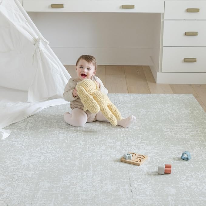 Little Landings Baby Play Mat for Floor - Eden (6x8ft) - Premium EVA Foam Play Mat for Babies & Toddlers (Ages 0-5+) - Non-Toxic Playmat for Tummy Time, Crawling & Playroom - Stylish & Comfortable