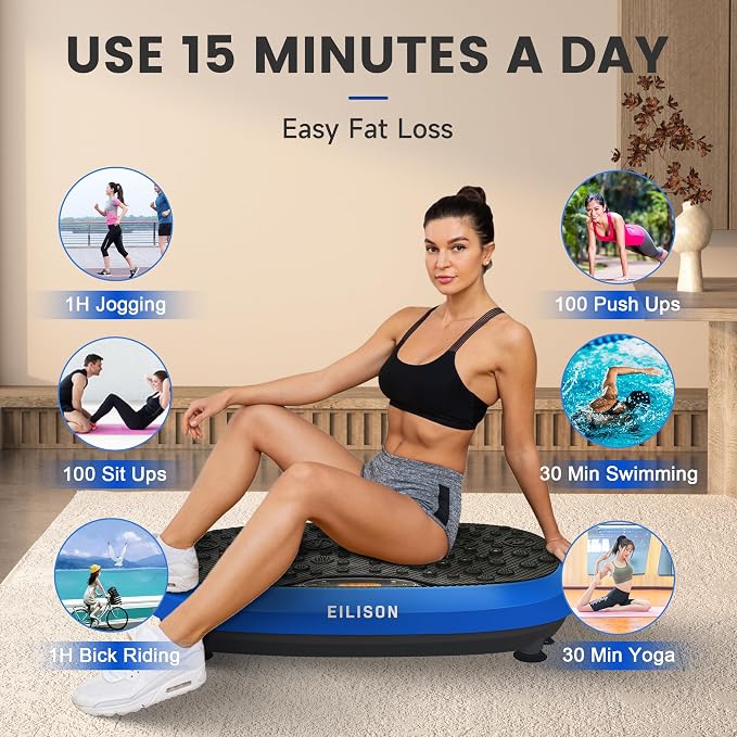 FitMaxx 3D XL Vibration Plate Exercise Machine - Whole Body Workout Vibration Platform w/Loop Bands - Lymphatic Drainage Machine for Weight Loss, Shaping, Recovery