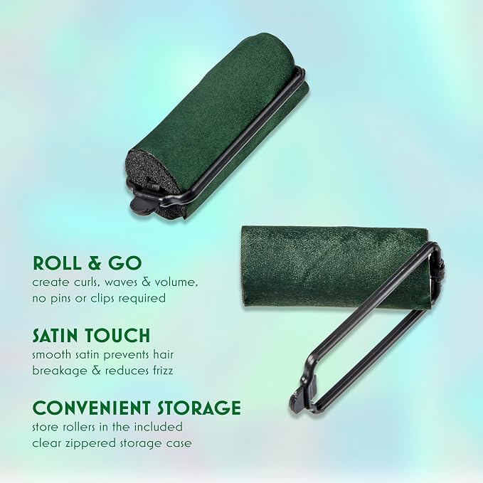 Wicked Elphaba 6PK Satin Rollers - hair rollers - foam rollers - heatless hair curlers - Scunci by Conair (Pack of 2)