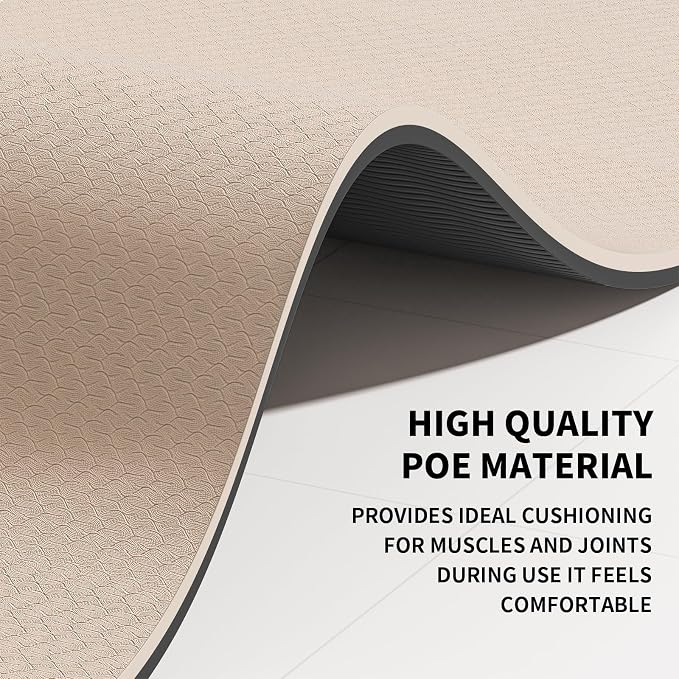8mm & 10mm Thick Large Yoga Mat (6'x 4') - Extra Long and Wide Workout Mat for Men and Women, Non-Slip POE Fitness Mat, Eco-Friendly Exercise Mat for Home Workouts, Ideal for Yoga and Pilates