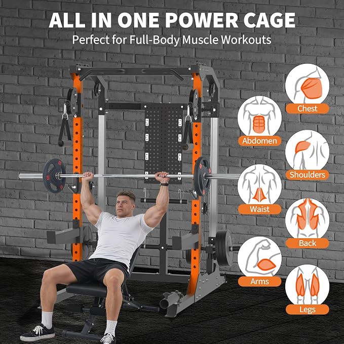 Garvee Power Cage 2000LB Power Rack with Independent Dual Pulley System