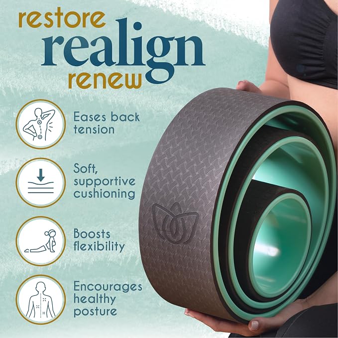 Florensi Yoga Wheel 3-Pack Back Roller & Stretcher for Pain Relief | Three wheel set includes different sizes to support stretching, back mobility, yoga poses, and muscle recovery