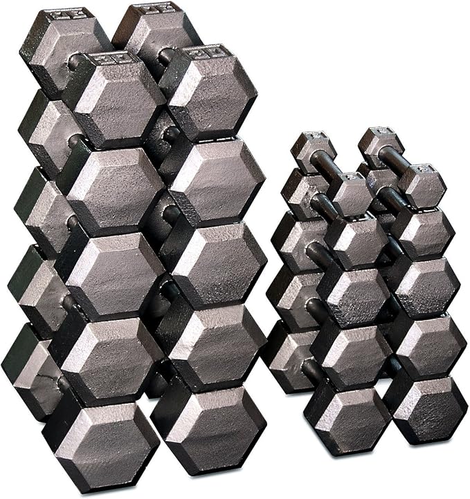 Body-Solid Cast Iron Hexagon Dumbbell, Hand Weights For Men and Women, Weight Dumbbells for Strength Training, Body Building Home Gym Training Gear