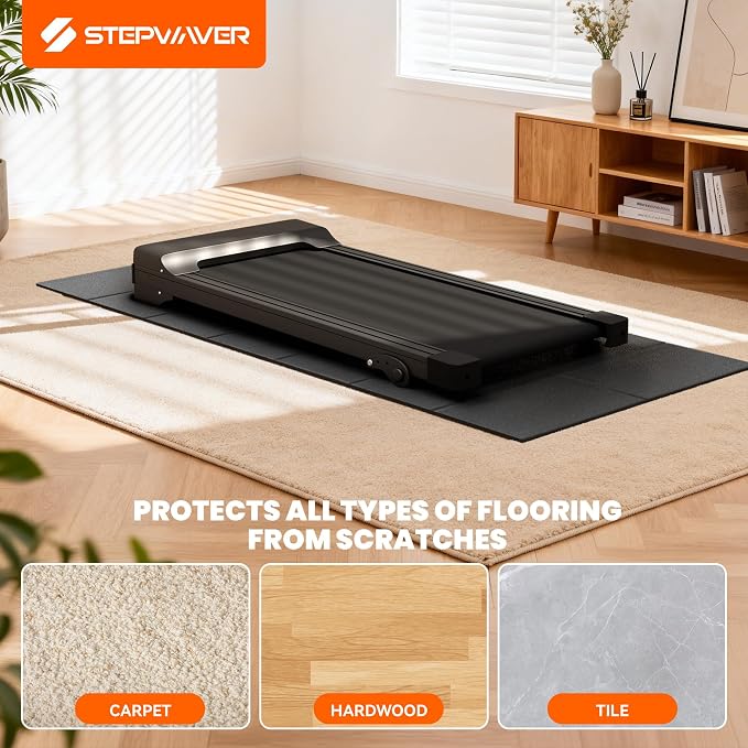Stepwaver Walking Pad Mat, 68"x24", Treadmill Mat for Hardwood Floors | High Density, 1/4 Thickness, Foldable, Floor Protection for Bike, Elliptical, Treadmill, Walking Pad
