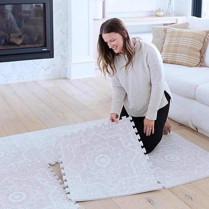 Little Landings Baby Play Mat for Floor - Layla (4x6ft) - Premium EVA Foam Play Mat for Babies & Toddlers (Ages 0-5+) - Non-Toxic Playmat for Tummy Time, Crawling & Playroom - Stylish & Comfortable