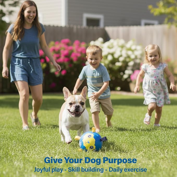 Race&Herd 7.5" Jolly Soccer Ball for Dogs - Tough Durable Dog Ball Toy with Straps, Pet Bouncy Herding Balls for Dogs, Floating Dog Balls with Tags for Water Fetch, BaaBaaBall (Ocean)