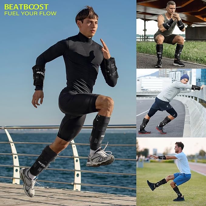 Ankle Wrist Weights 4lb/10lb/15lb/20lb/25lb/30lb BeatBoost Adjustable Leg Arm Weights for Men Walking Pilates Exercise Workout Gym Aerobics