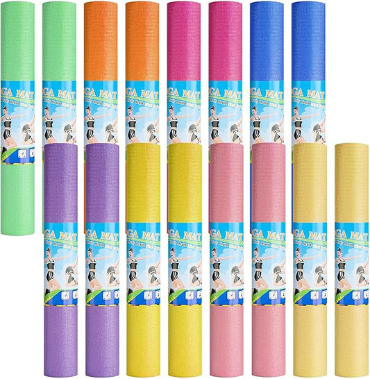 Funtery 3 mm Thin Yoga Mats Bulk, 68 x 24 Inches Lightweight PVC Exercise Mats Non Slip Workout Fitness Pads for Yoga Pilates Stretching Classes Gym Home Studio