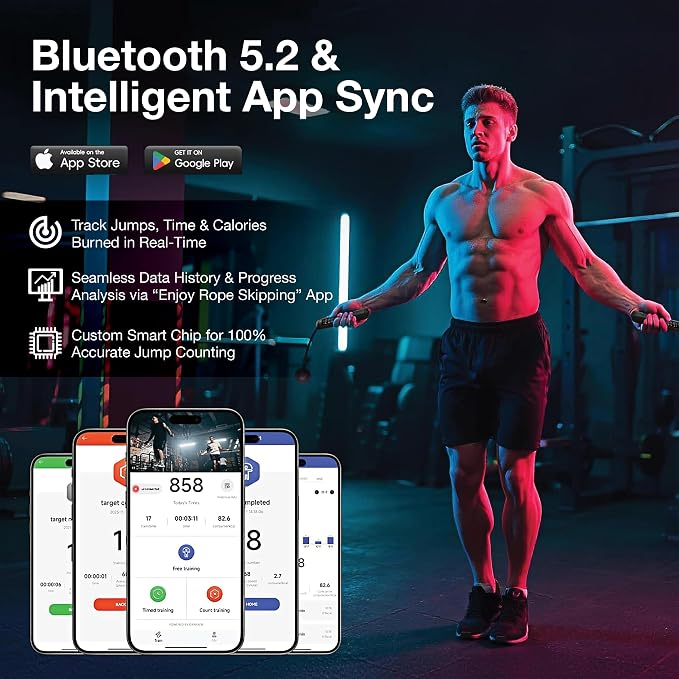 Cordless Gravity Jump Rope, Smart Jump Rope with Counter for Gym, Fat Burning & Calorie Burn, APP Data Analysis, Home Workout Equipment for Women ＆ Men