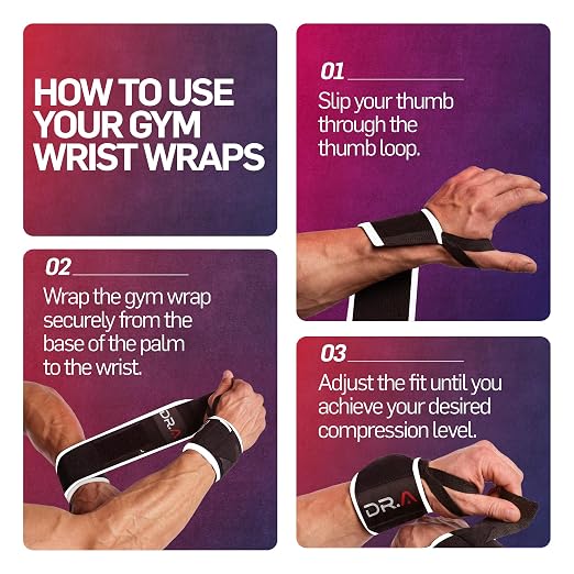 Dr. Arthritis Weight Lifting Wrist Wraps with Thumb Loop, Heavy-Duty Wrist Straps for Weightlifting, Hybrid Training, Olympic Lifts & Calisthenics, Non-Slip Gym Wraps for Men & Women (Black&White)