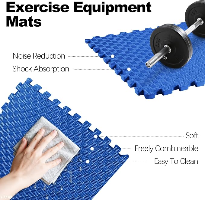 Elevon Puzzle Exercise Gym Flooring Mat, EVA Interlocking Foam Tiles Workout Mat for Home Gym, Fitness Equipment, MMA, Gymnastics, Shock-Absorbing Exercise Mat, Multi-Color