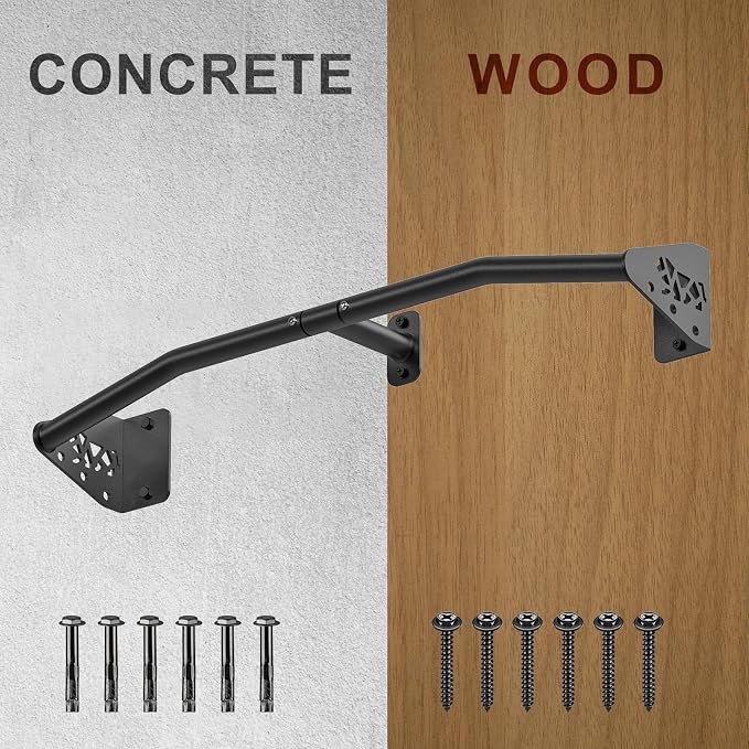 SELEWARE 32"/36" Wall Mount Pull Up Bar Joist Mount Chin Up Bar for Doorway | Heavy Duty Steel Construction Support 450 lb, w/Resistance Band Hooks, Fits 32"/36" Wall Studs for Home Gym Strength Training