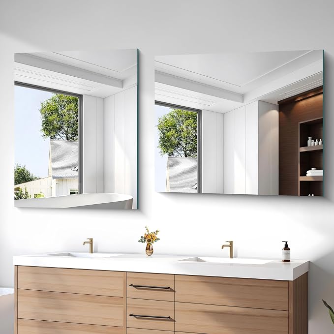 40x48 Inch Frameless Mirror, Frameless Bathroom Mirrors for Over Sink, Large Rectangle Home Gym Mirror for Wall, Upgraded Shatterproof Wall Mount Square for Living Room Bedroom Bathroom