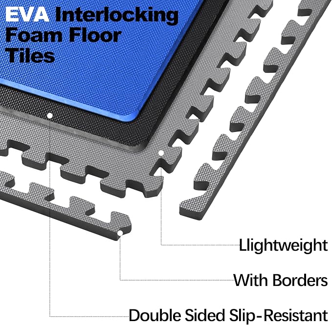 Elevon Puzzle Exercise Gym Flooring Mat, EVA Interlocking Foam Tiles Workout Mat for Home Gym, Fitness Equipment, MMA, Gymnastics, Shock-Absorbing Exercise Mat, Multi-Color
