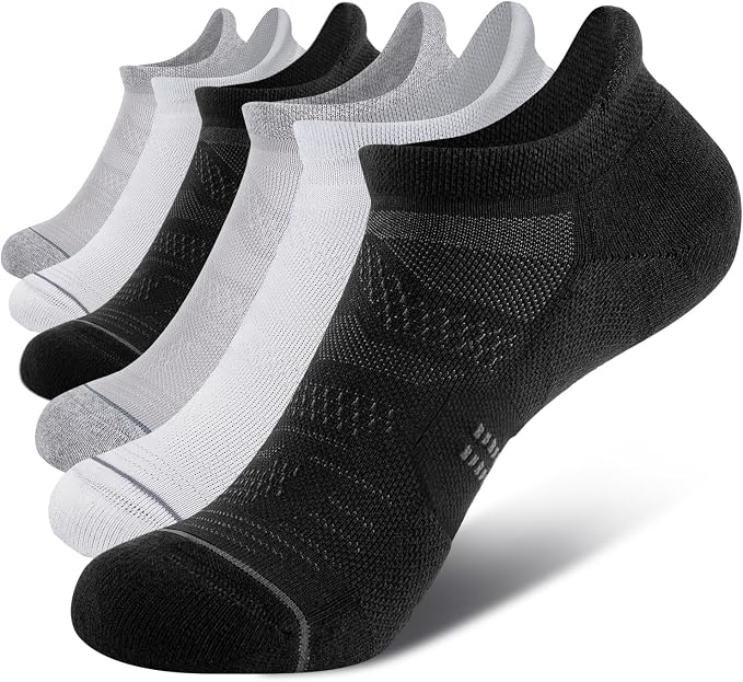 CS CELERSPORT 6 Pack Women's Ankle Running Socks Cushioned Low Cut Tab Athletic Socks