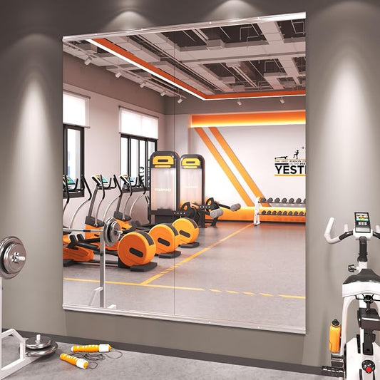 Amorho 63''x28''(Each)-2Pack Gym Mirror | Tempered Glass, Frameless Full Body Mirror for Home, Yoga Studios, Dance Rooms, Garage Gyms.