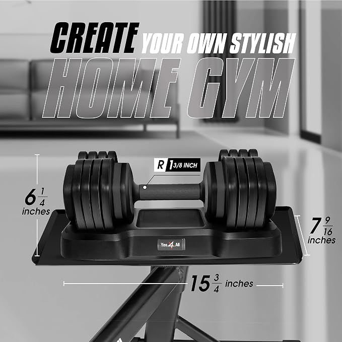Yes4All 25/55LB Single/Pair Adjustable Dumbbells Weights, 5 in 1 Free Weights Dumbbell with One Second Dial Handle for Different Workout Levels