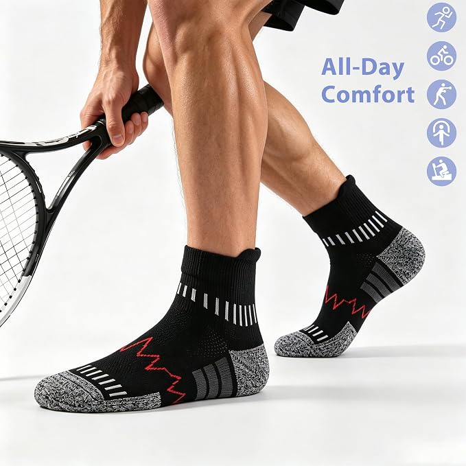 MAXTOP Ankle Compression Socks for Men Women-Cushioned Arch Support,Anti Blister,Plantar Fasciitis Relief 3/5 Pairs