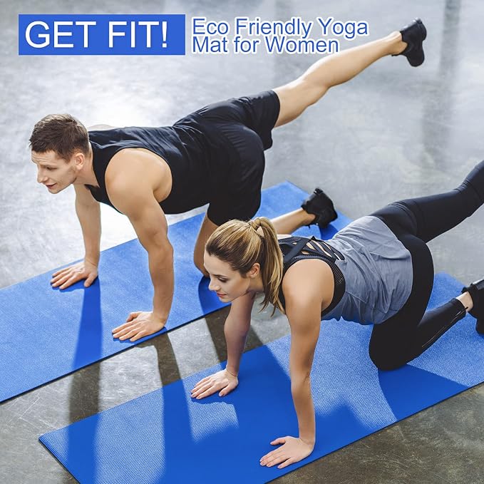 Funtery 3 mm Thin Yoga Mats Bulk, 68 x 24 Inches Lightweight PVC Exercise Mats Non Slip Workout Fitness Pads for Yoga Pilates Stretching Classes Gym Home Studio