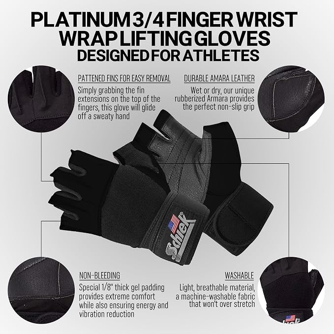 Schiek Sports 540 Platinum Lifting Gloves - Weightlifting Gloves with Wrist Wrap Support for Gym Workouts