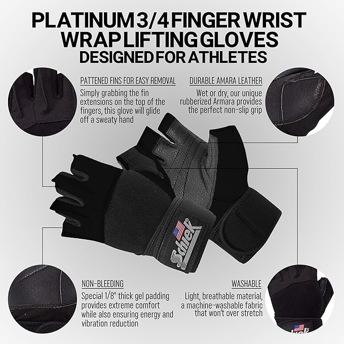 Schiek Sports 540 Platinum Lifting Gloves - Weightlifting Gloves with Wrist Wrap Support for Gym Workouts