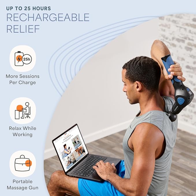 LifePro DynaFlex Percussion Massage Gun, Rotating Arm, 10 Heads, 16 Speeds | Self-Reach Upper Back & Shoulders, No Partner Needed Rotating Arm Locks 0°, 30°, 60° & 90°, 1,500–3,300 RPM, Deep Tissue Gun