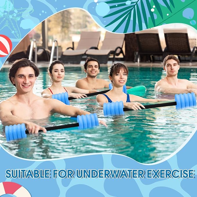 Soulchen Long Aquatic Exercise Dumbbells Pool Exercise Foam Water Weights Dumbbell Aquatic Pool Barbells with High Density EVA Foam for Swim Water Aerobics Workouts Loss