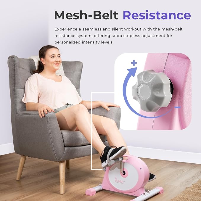 Sunny Health & Fitness Smart Under-Desk Bike Exerciser, Low-Impact Cardio Cycling Equipment for Home/Office, Mini Paddler for Arm/Leg Mobility Training, Free SunnyFit App