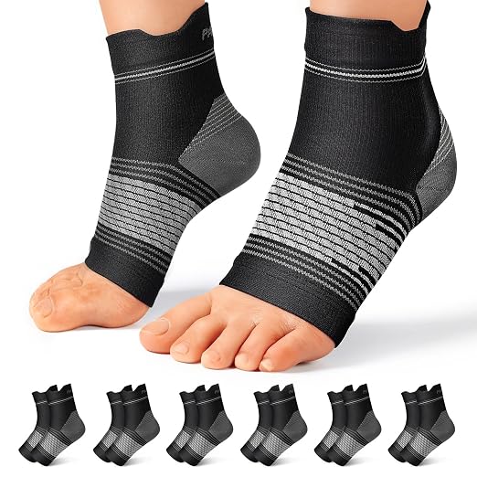 PAPLUS 6 Pairs Plantar Fasciitis Socks, Compression Socks with Arch Support | Foot Compression Sleeve for Women & Men, Ankle Brace for Achilles Tendonitis, Heel Pain, Plantar Fasciitis Relief, Black M