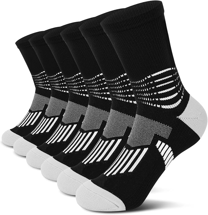 IRAMY Crew Compression Socks for Women Men with Ankle Arch Support Plantar Fasciitis Relief 3/6 Pairs
